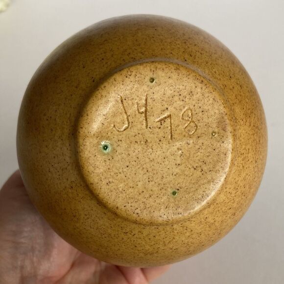 Vintage 1978 Art Studio Drip Glaze Pottery Small Round Bud Vase Boho Earth Tones - Picture 4 of 7